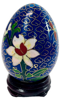 Vintage Hand Painted Floral Egg w/Original Stand "MINT".