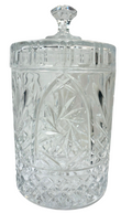 Heavy Beautiful Crystal Biscuits Cookies or Candy Jar Diamond Cut 8”Tall/6.10lbs
