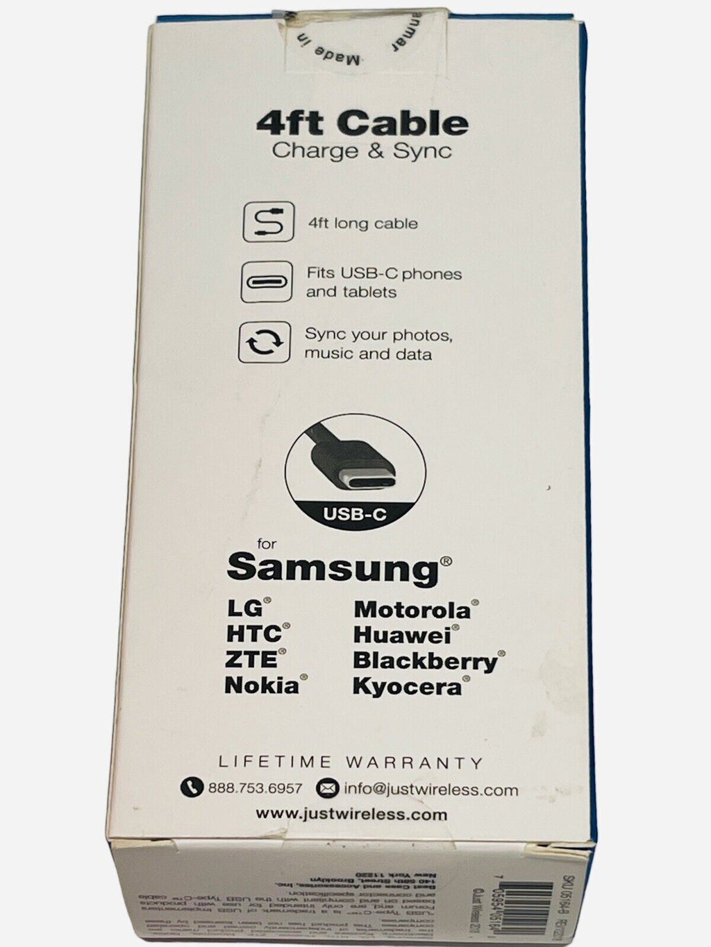USB-C Charge & Sync Cable ~ For: Samsung, LG, HTC, ZTE & MORE - Just Wireless