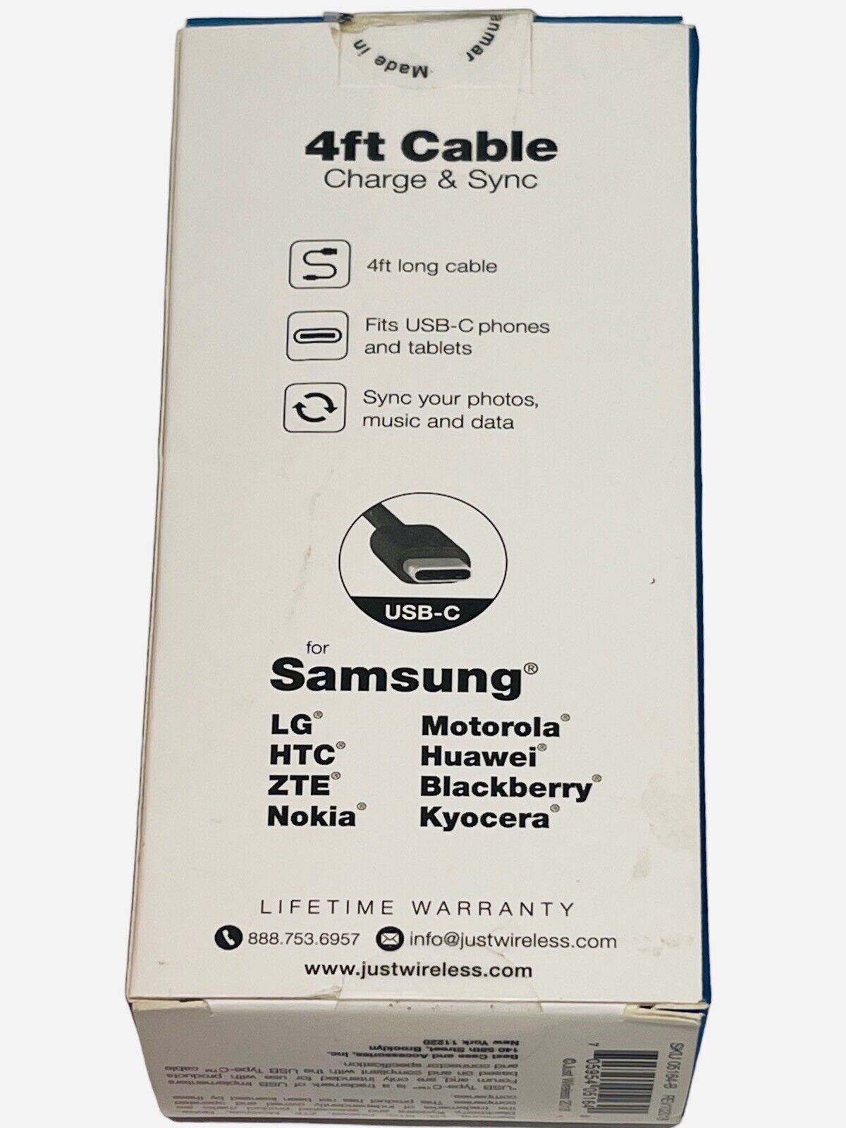 USB-C Charge & Sync Cable ~ For: Samsung, LG, HTC, ZTE & MORE - Just Wireless