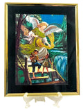 VINTADGE Guardian Angel Picture Art in Gold Frame-Black Matting 8 X 10.