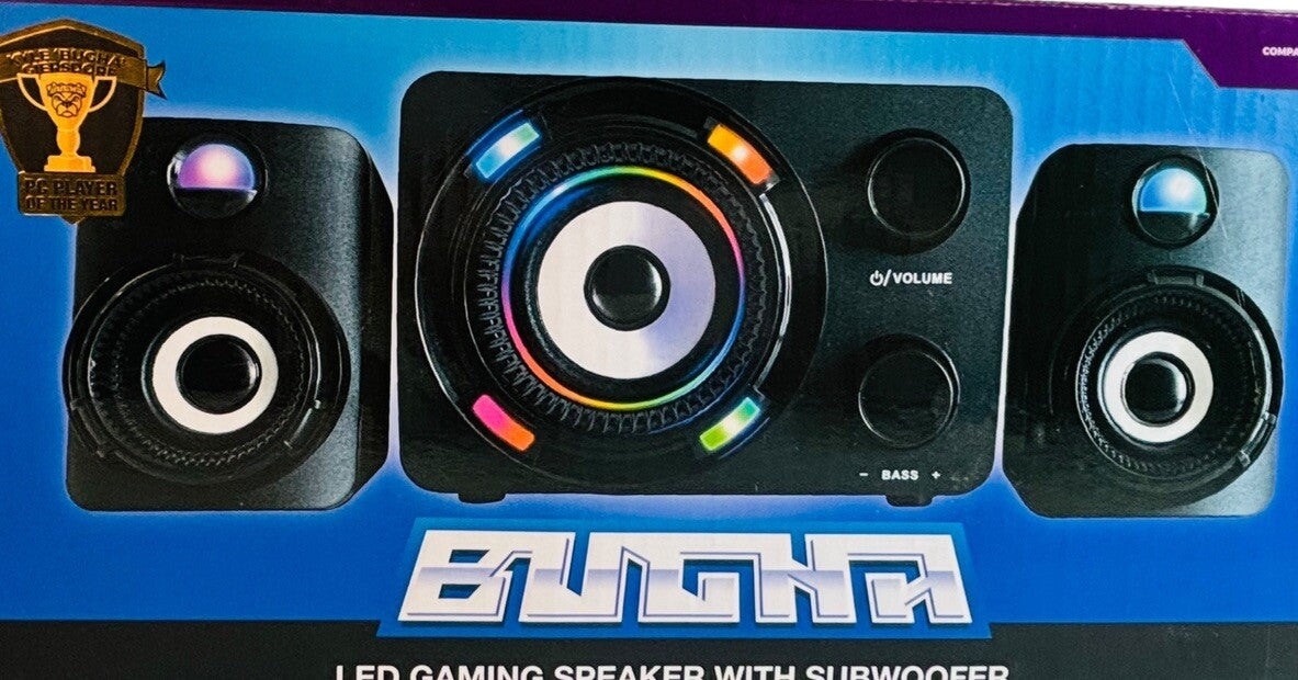 BUGHA Exclusive LED Gaming Speakers & Subwoofer Set of 3 ~ NEW