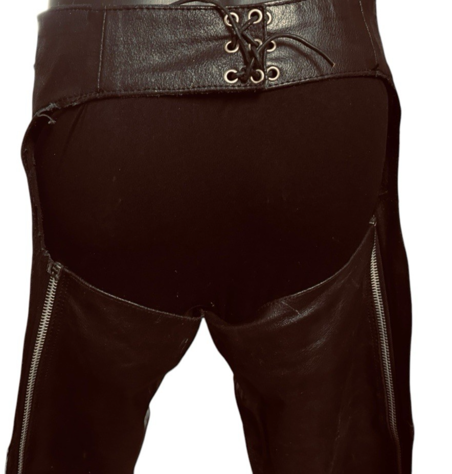 BARNEY'S Genuine Leather Motorcycle Chaps Men Size: M