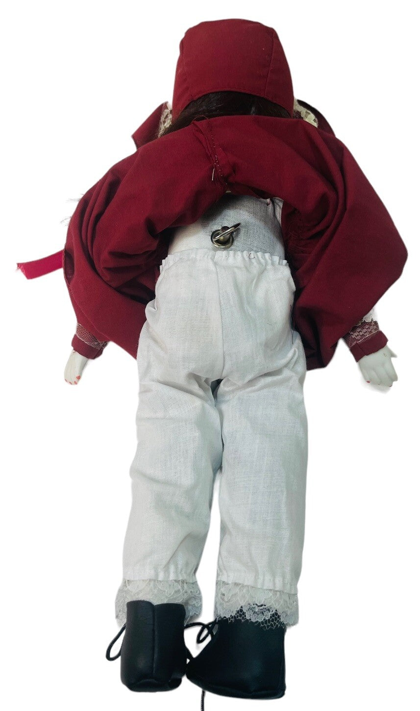 MUSICAL DOLL LAND TOYS ORNAMENTAL 16" W/DELICATE PORCELAIN HEAD, HANDS, & FEET