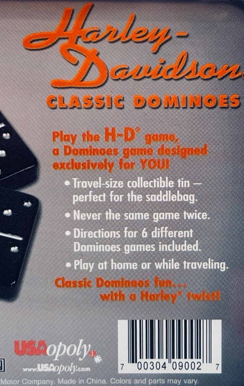 New Vtg  2003 Harley-Davidson Classic Dominoes Set In Metal Container