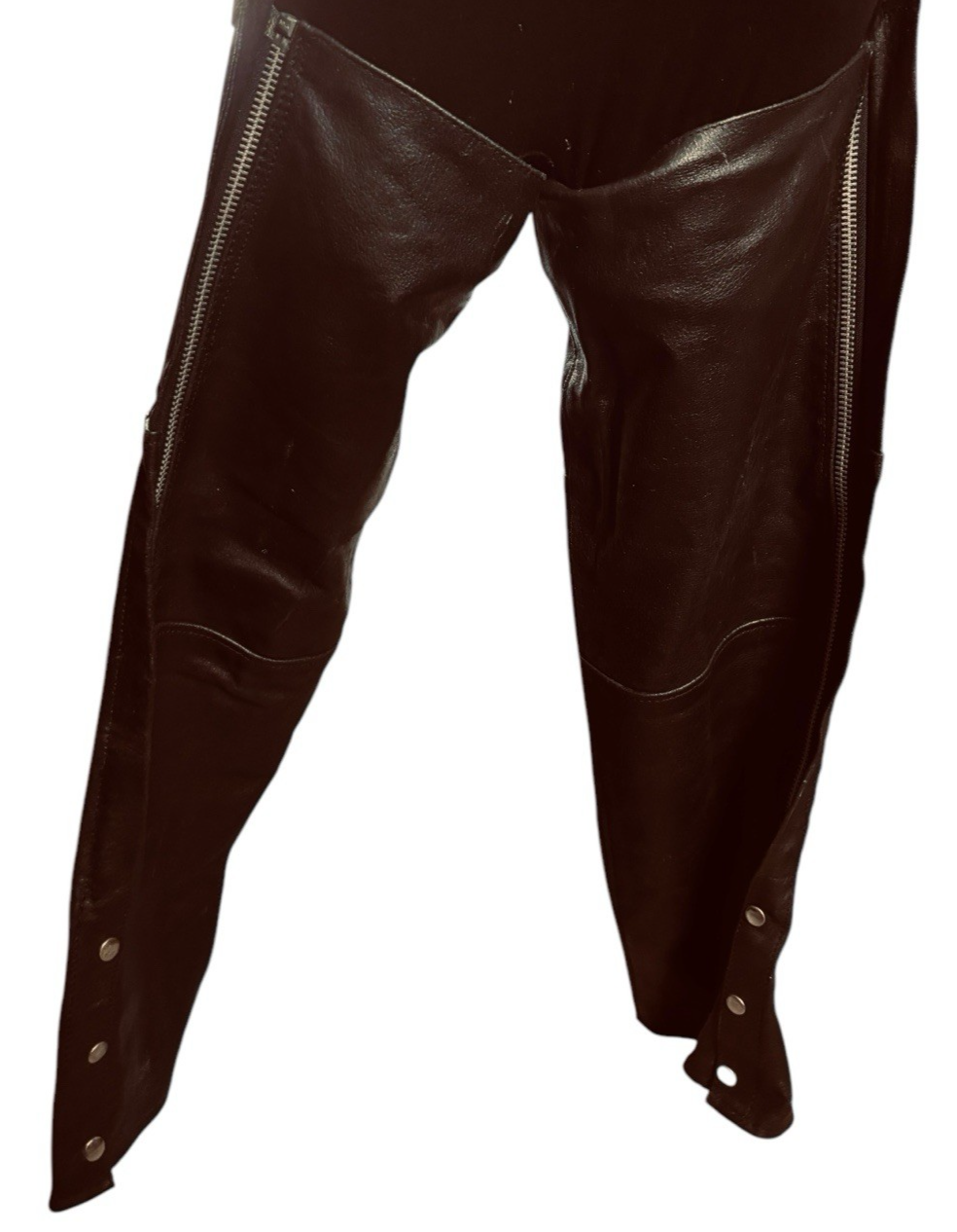 BARNEY'S Genuine Leather Motorcycle Chaps Men Size: M