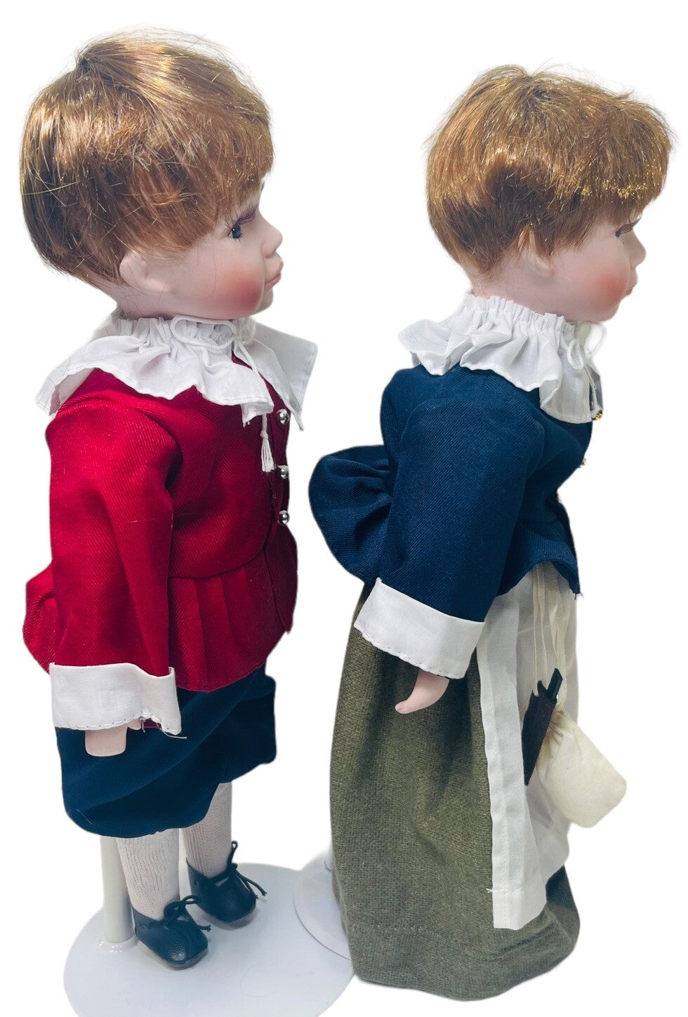 ADORABLE Pilgrim Porcelain Dolls 13" BOY & GIRL ~ VINTAGE