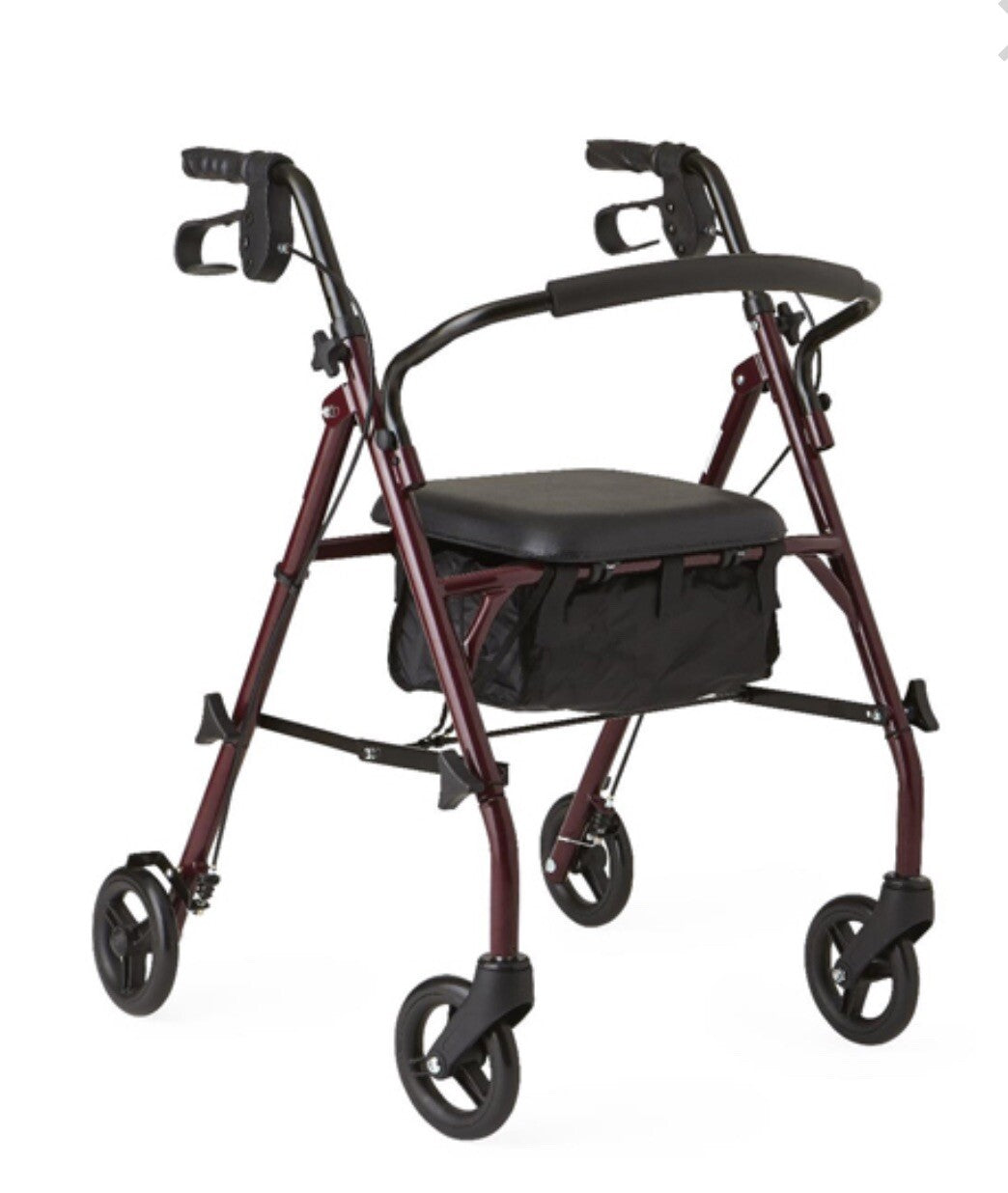 Basic Steel Rollator W/6” Wheels Knockdown Rolling Walker REF: 1000RA (Burgundy)