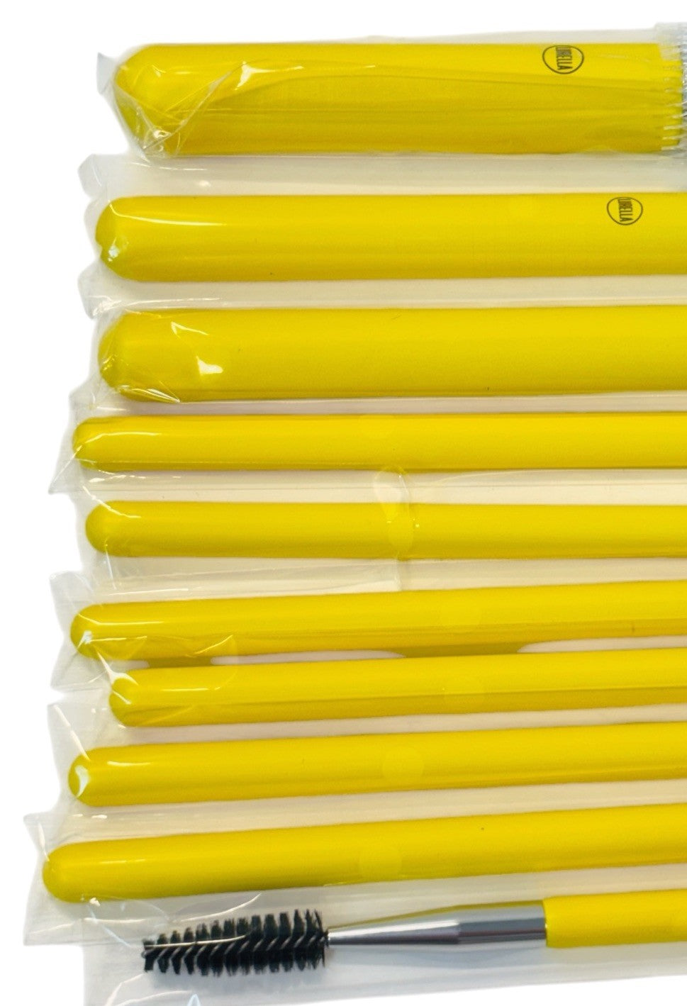 Lurella Cosmetics Neon Brush Set Color: YELLOW with Zipped Cosmetics Bag