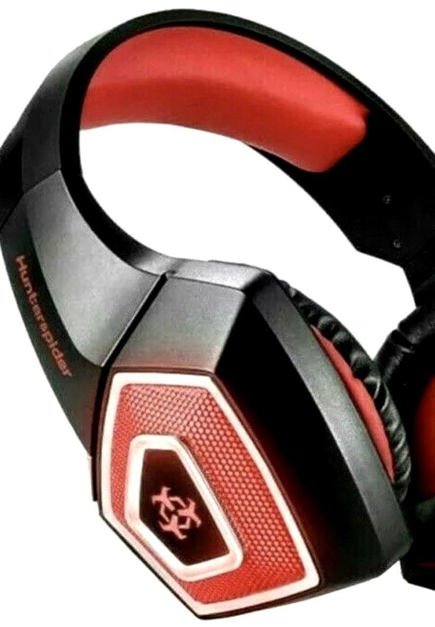 PRO GAMING HEADPHONES RGB 3.5mm 4Pin-V-1, w/Backlight HUNTERSPIDER - RED