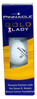 THREE GOLF BALLS LADY #2 with pink ribbon KOMEN Breast CANCER Pinnacle NEW