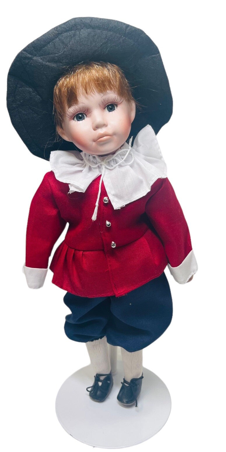 ADORABLE Pilgrim Porcelain Dolls 13" BOY & GIRL ~ VINTAGE