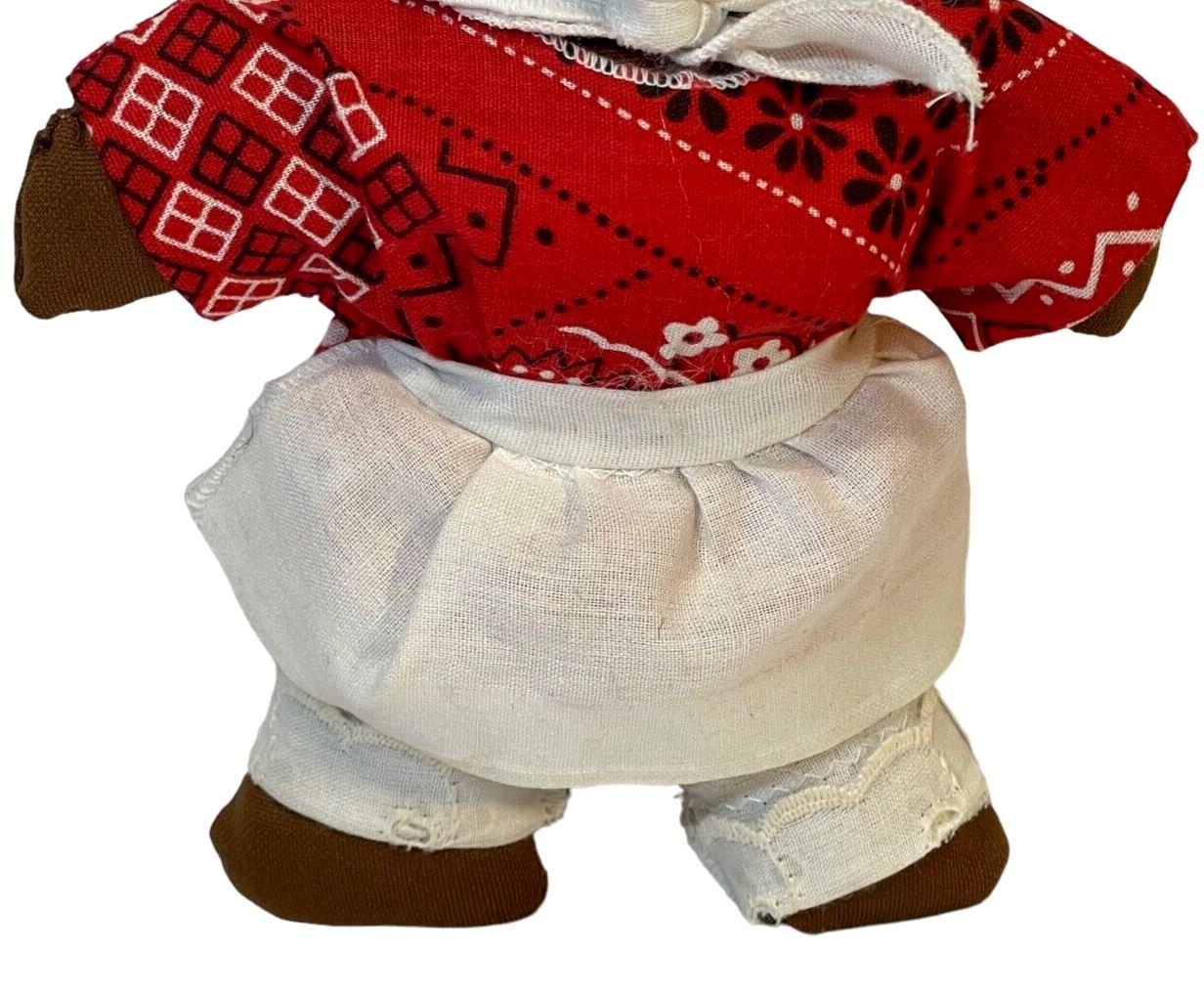 Cloth Doll African American "WERAING BANDANA TOP & WHITE PUFF PANTS" Vintage