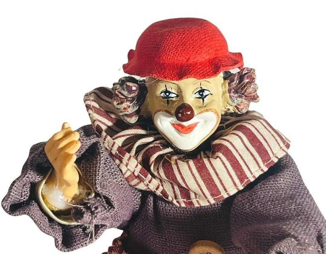 Musical Porcelain Circus Clown Doll Topsy 7” Tall ~ Turvies Collectible VANTAGE