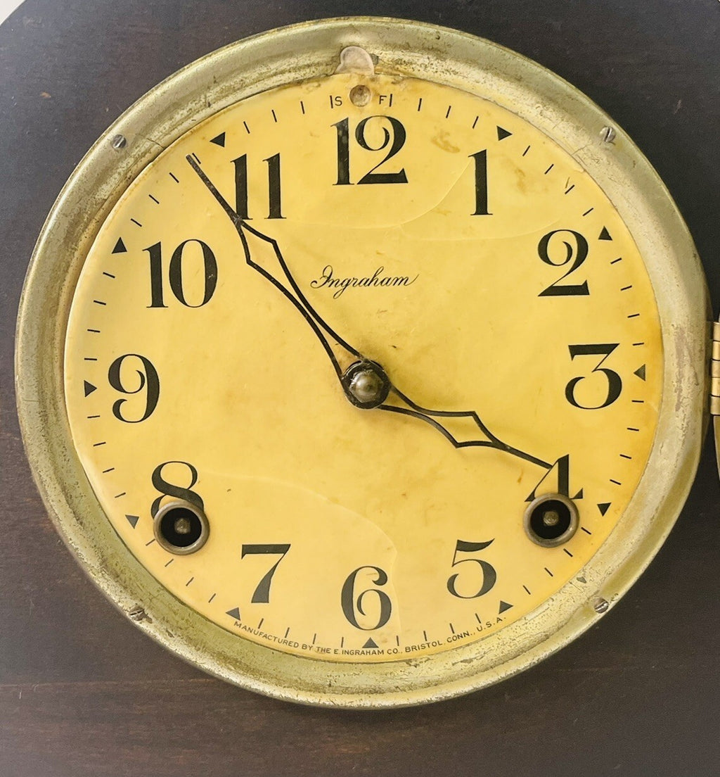 Ingraham Cosmo Duplex Mantle Clock, (87 YEARS OLD) VINTAGE/NO KEY/WORKS