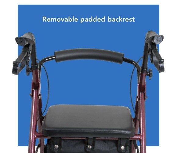 Basic Steel Rollator W/6” Wheels Knockdown Rolling Walker REF: 1000RA (Burgundy)