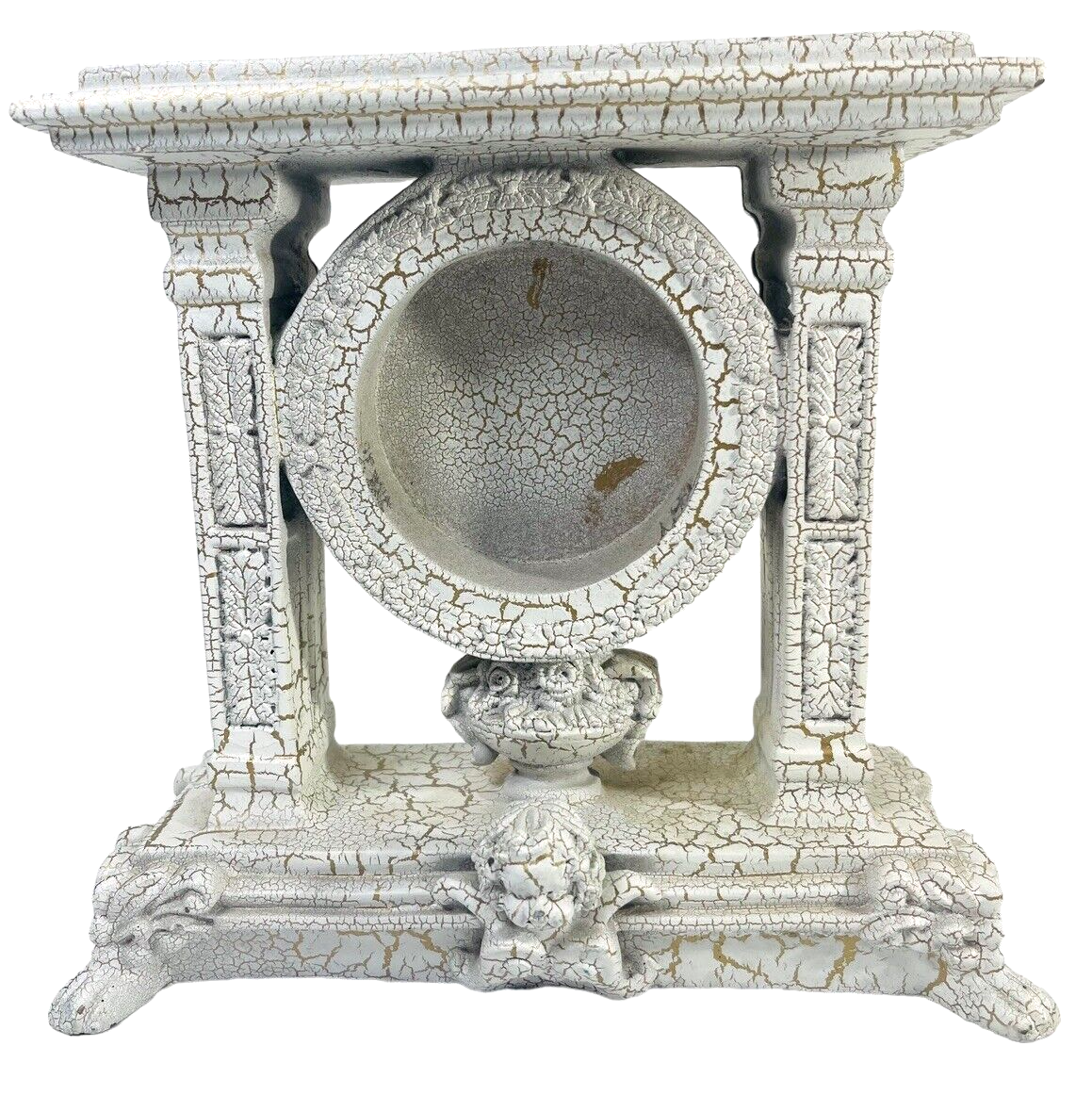 Plaster Mantel Quartz Clock w/Child of the Earth Statue 8"X9".