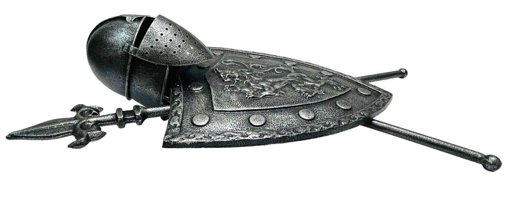 Armor Iron Shield with Swords & Lion Figure, Wall Hanging 16''T - VINTAGE - MINT