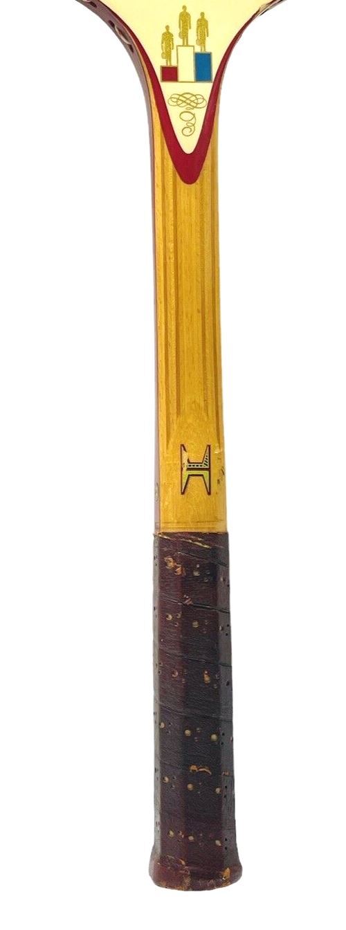 VINTAGE WOODEN TENNIS RACQUET~TOP SEEDED 444-HEAD EGG SHAPE 10.5" L X 8"-WT 10OZ