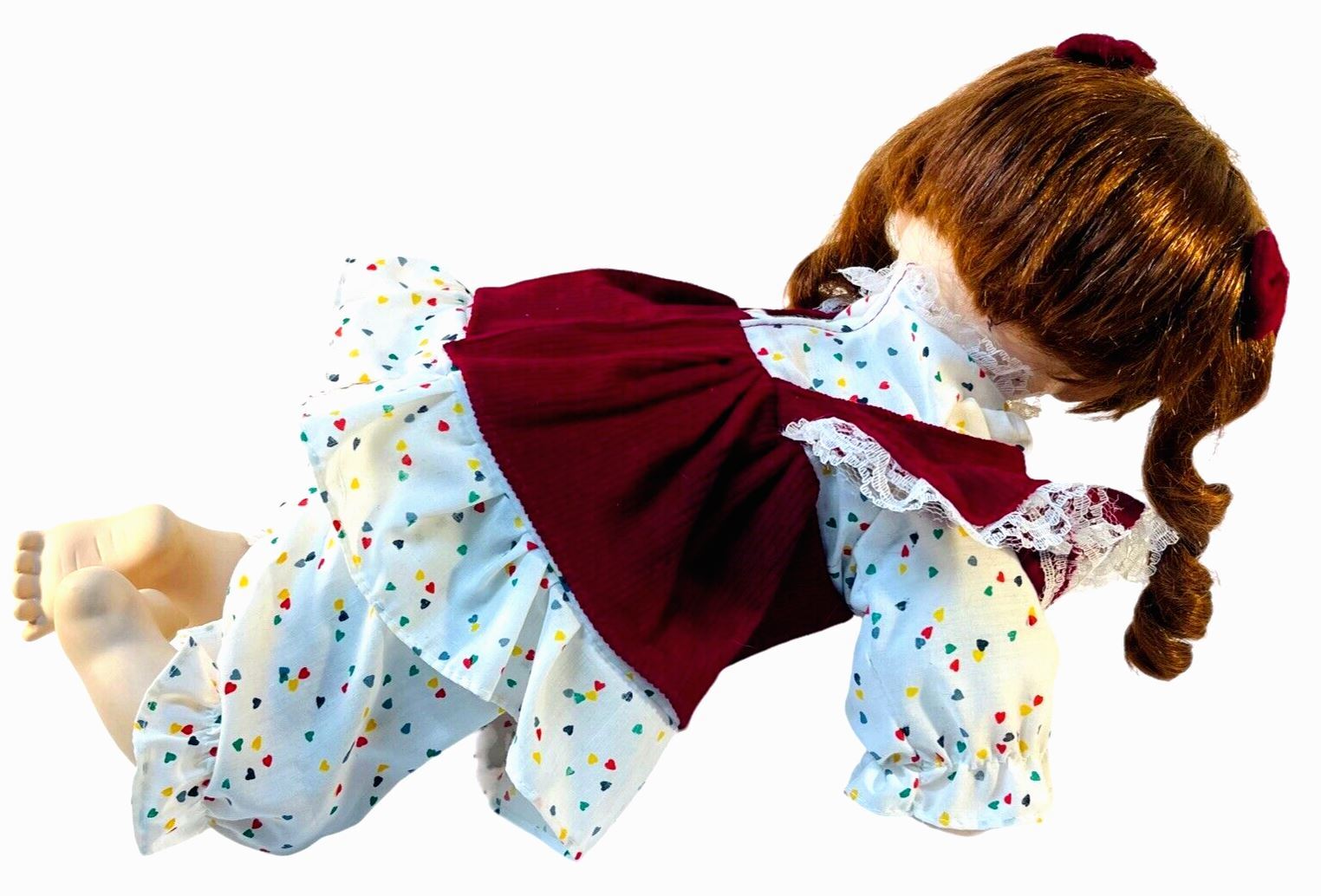 BEAUTIFUL PORCELAIN DOLL BRUNTTE~BROWN EYES L 20''XW 6''XH 10''~WT. 2.2 lbs.