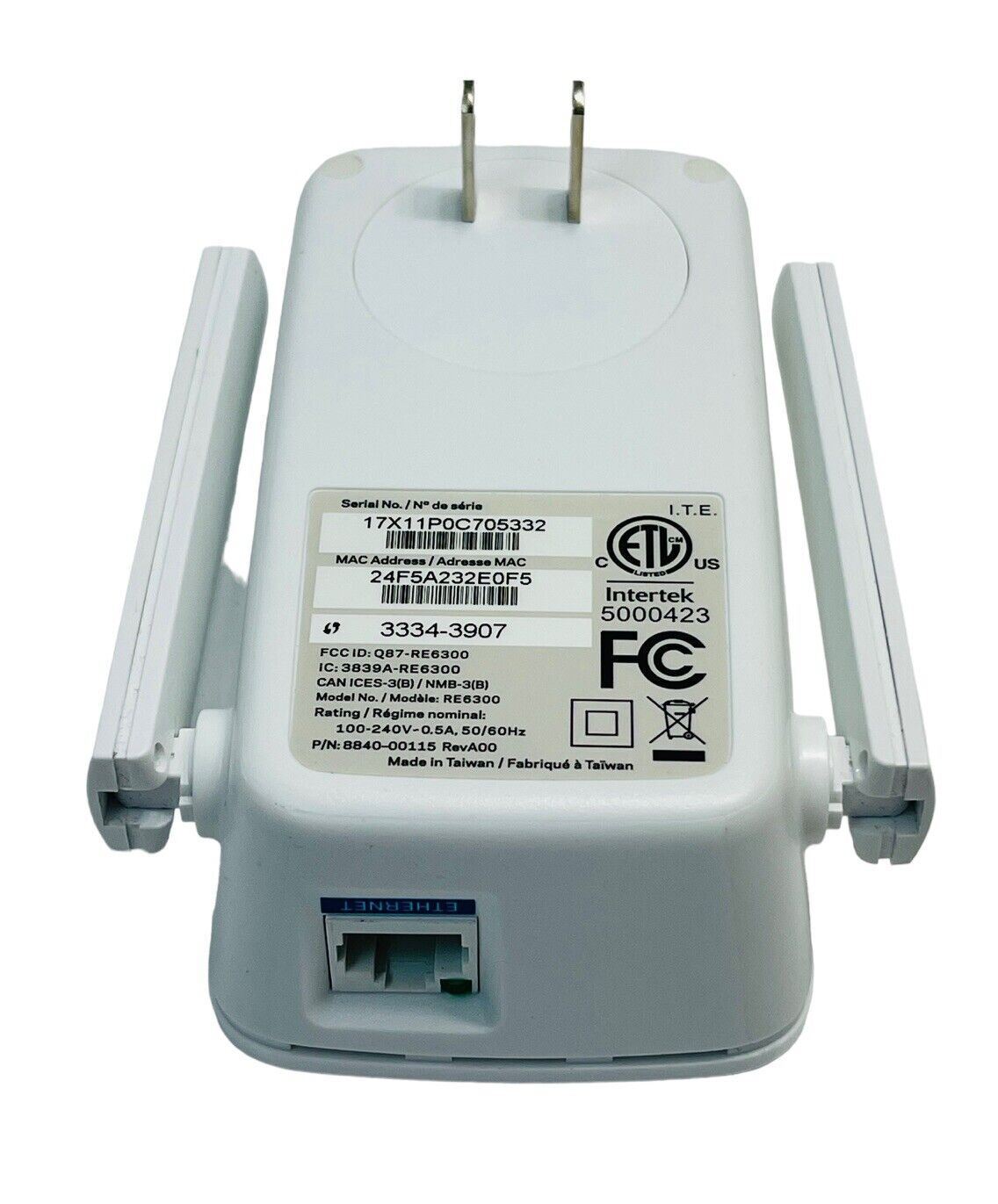 WiFi Range Extender, Includes Ethernet Cabe & Manual - Linksys RE6300 ~ PREOWNED