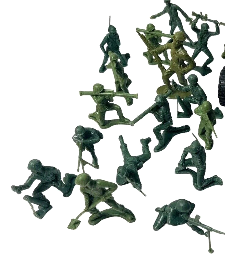 Vintage Tim-Mee Toy Soldiers Green Army Men 60mm Plastic ~ MIX Lot Of 28.