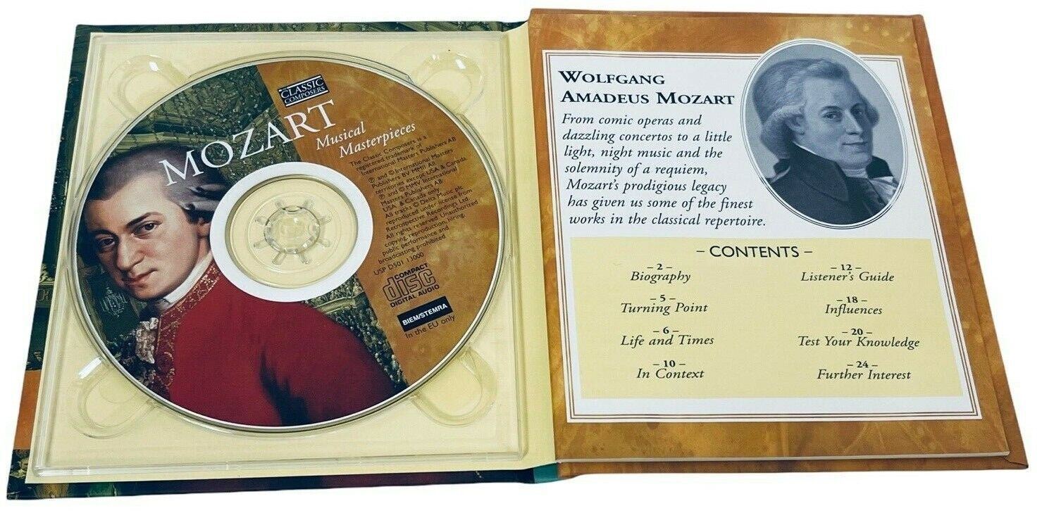 CLASSIC COMPOSERS HAYDN, MOZART, & MOZART CDs W/23 PAGE BIOGRAPHY BOOKLET LOT-3