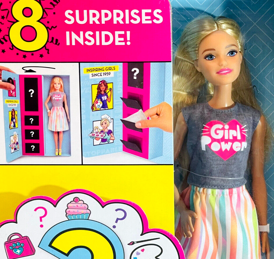 2018 MATTEL BARBIE DOLL YOU CAN BE ANYTHING GIRL POWER 8 SURPRISES INSIDE. "NEW"