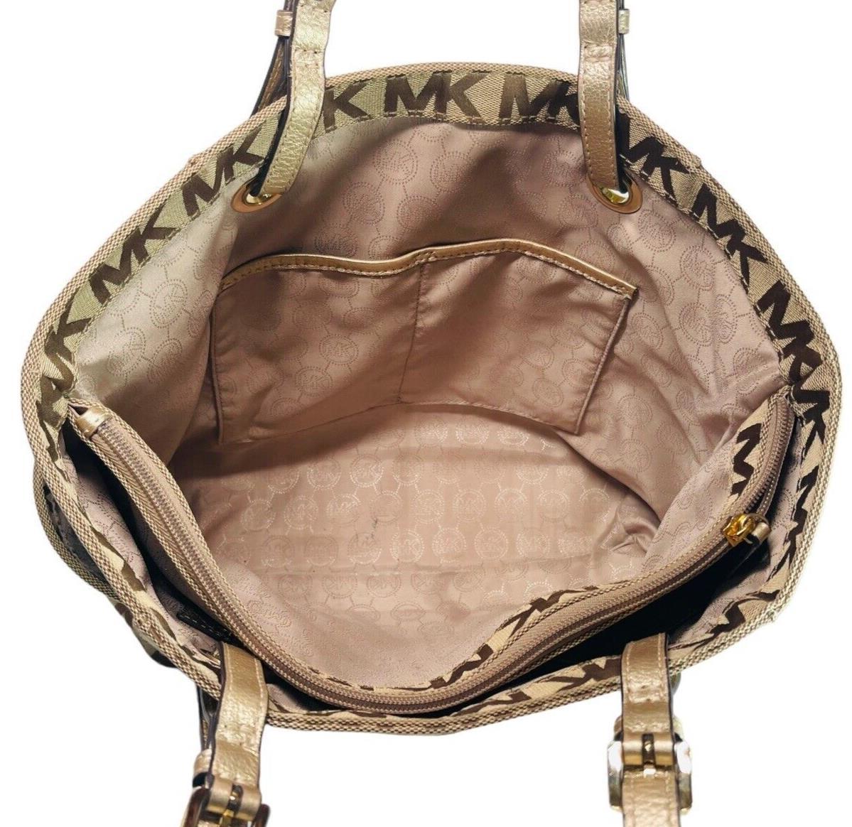 Signature Gilly Tote Leather Strap Gold Studs Designer MK w/Dustbag Michael Kors