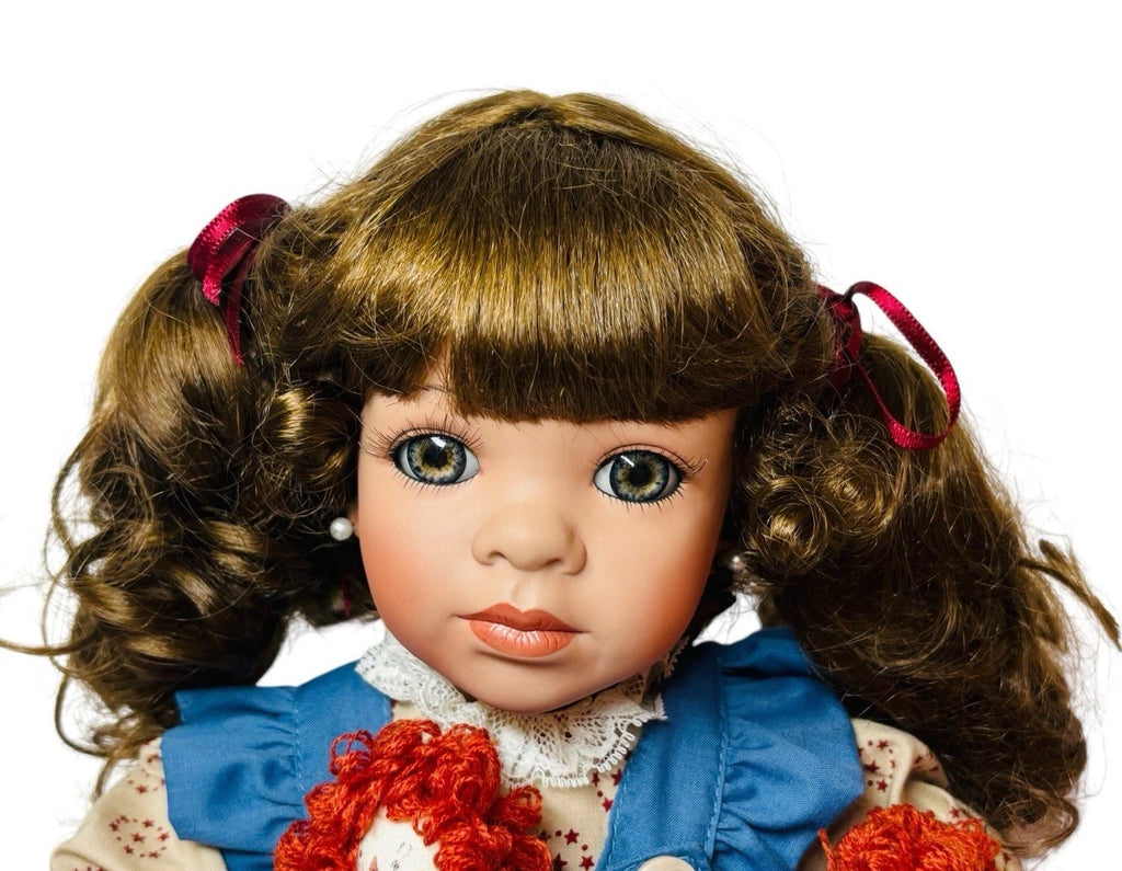 1993 Designer Guild "ANNABELLE" Porcelain 15'' Doll w/Rag Dolls By Linda Steele
