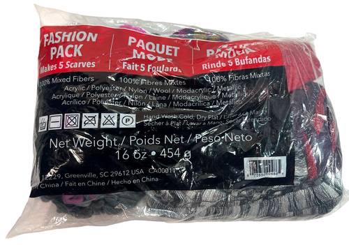 100% Mix Fibers Yarn Make 5-Scarves Net Weight 16 Oz. Fashion Pack