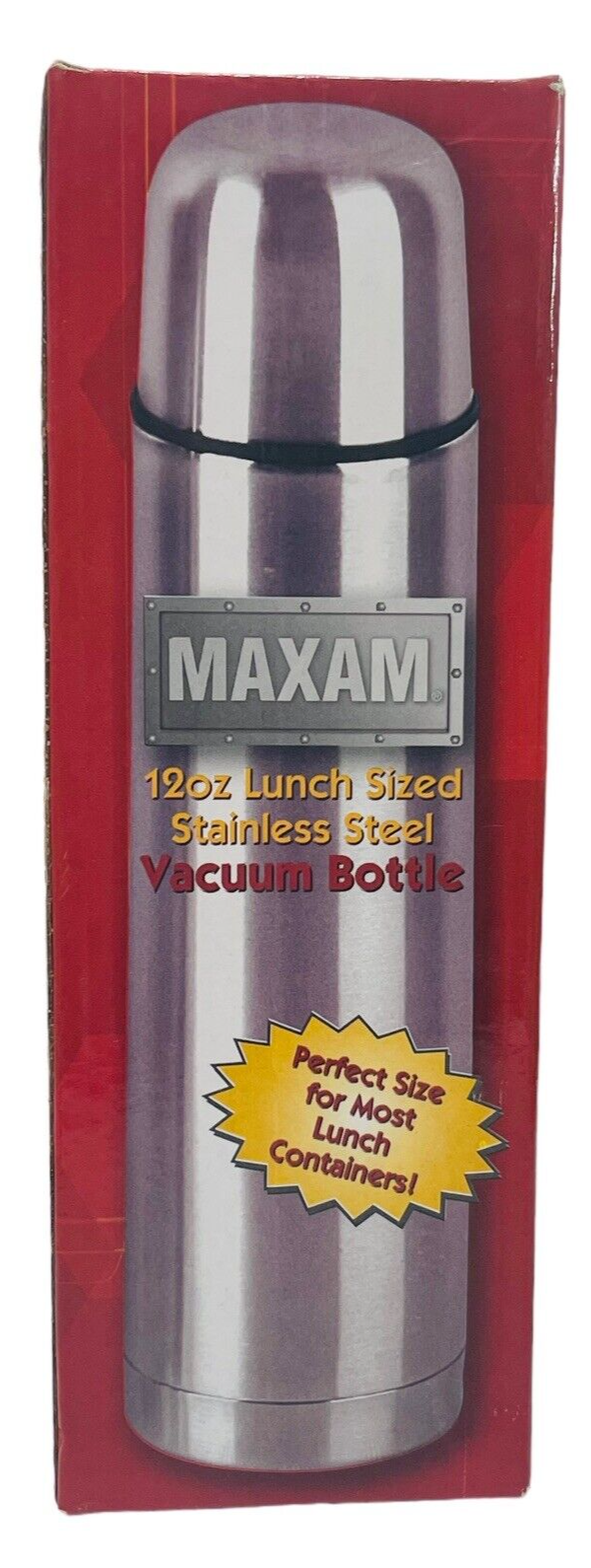 THERMOS 12oz VACUUM BOTTLE~ Lunch Size Stainless Steel, for HOT & COLD-MAXAM®