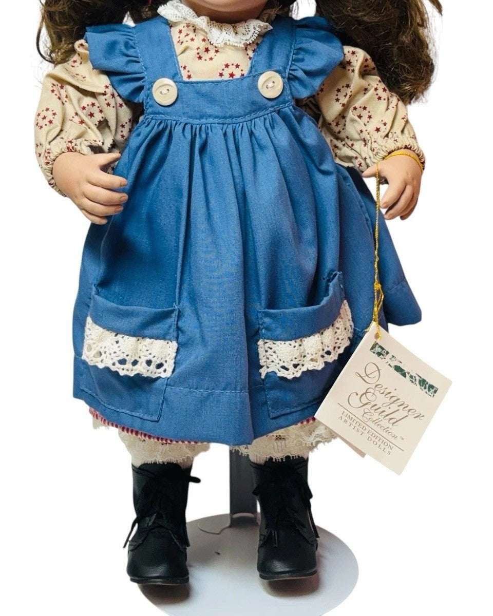 1993 Designer Guild "ANNABELLE" Porcelain 15'' Doll w/Rag Dolls By Linda Steele