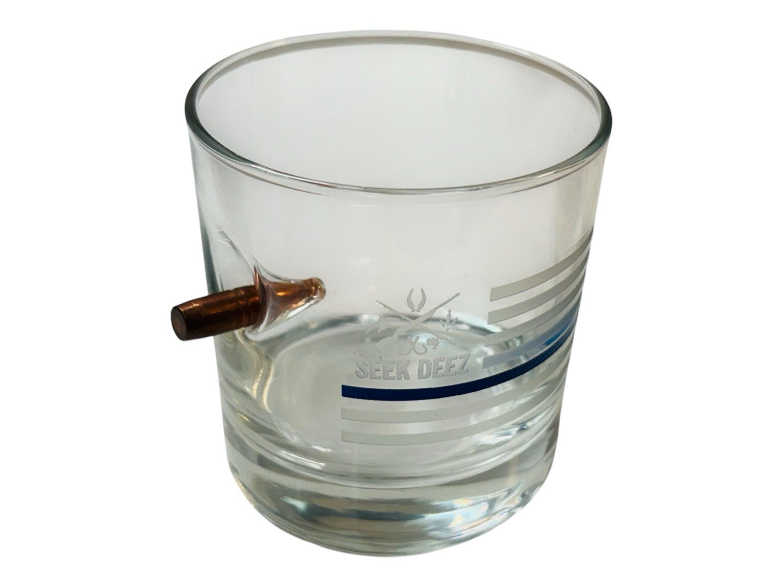 Thin Blue Line ROCK Glass w/CNC'd Copper Bullet (Lead/Gunpowder Free) Seek Deek.