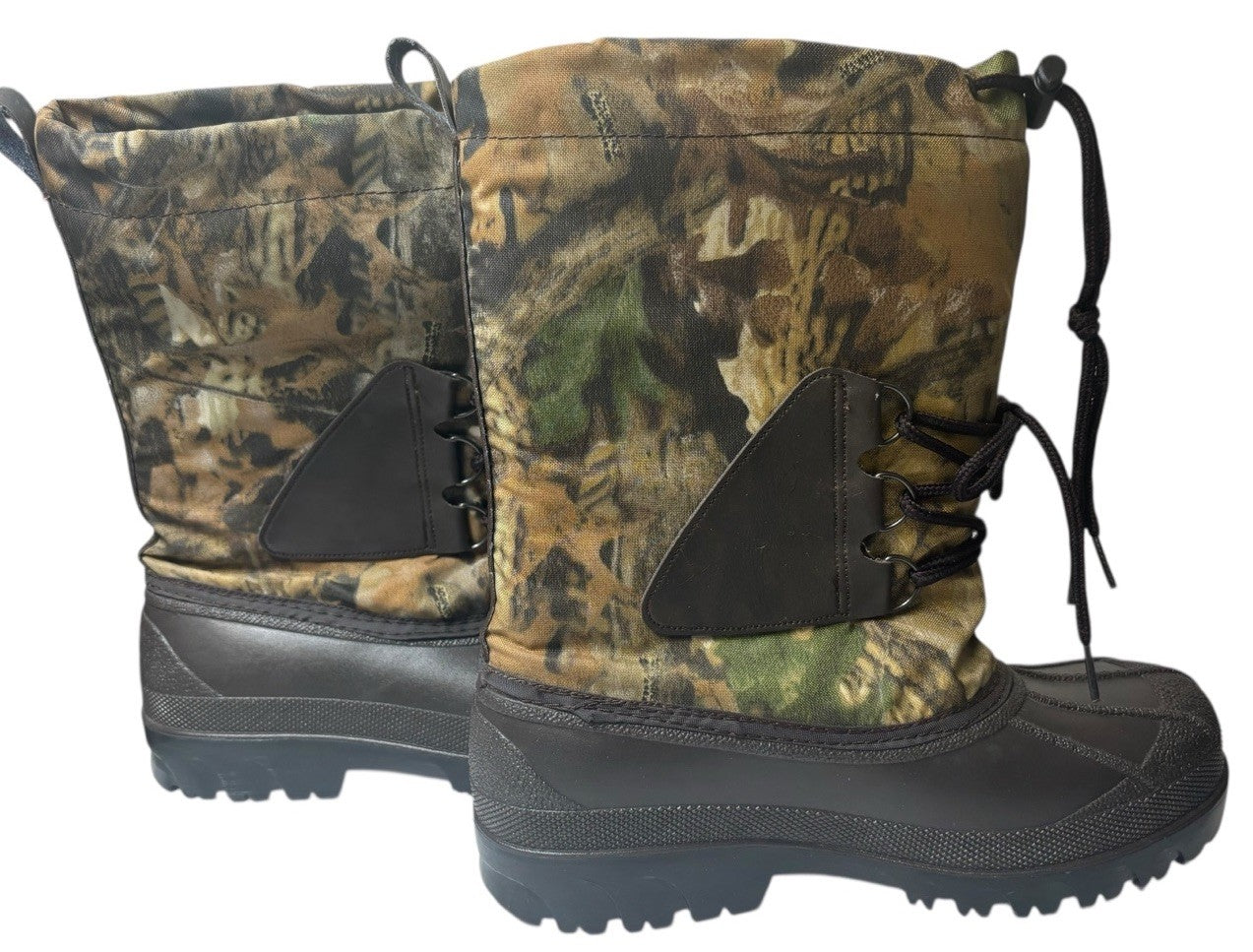 Crater Ridge Mens Camo Duck Boots Size 8 Brown Slip On Lace Up Tight Insulated