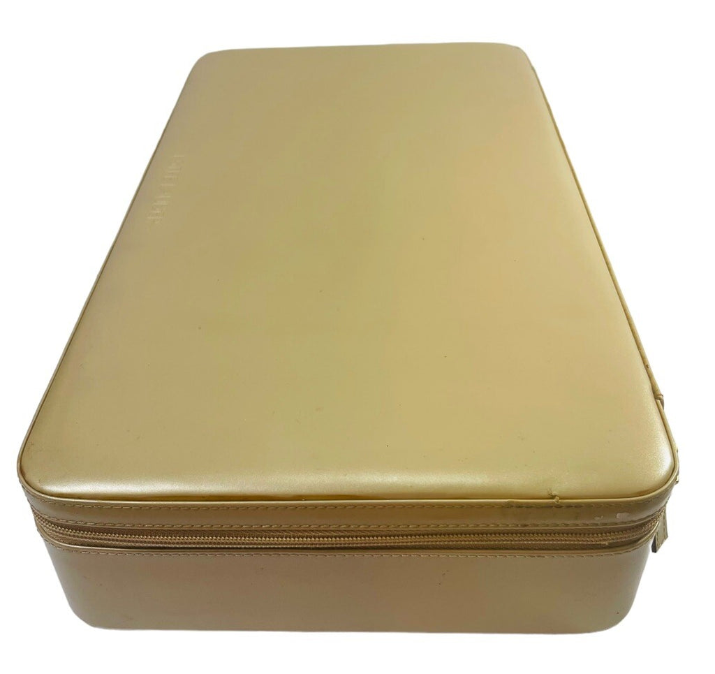 ESTEE LAUDER JEWELRY, MAKE-UP CASE, MIRROR, 2 CMPTMNT GOLD FAUX LEATHER/VINTAGE