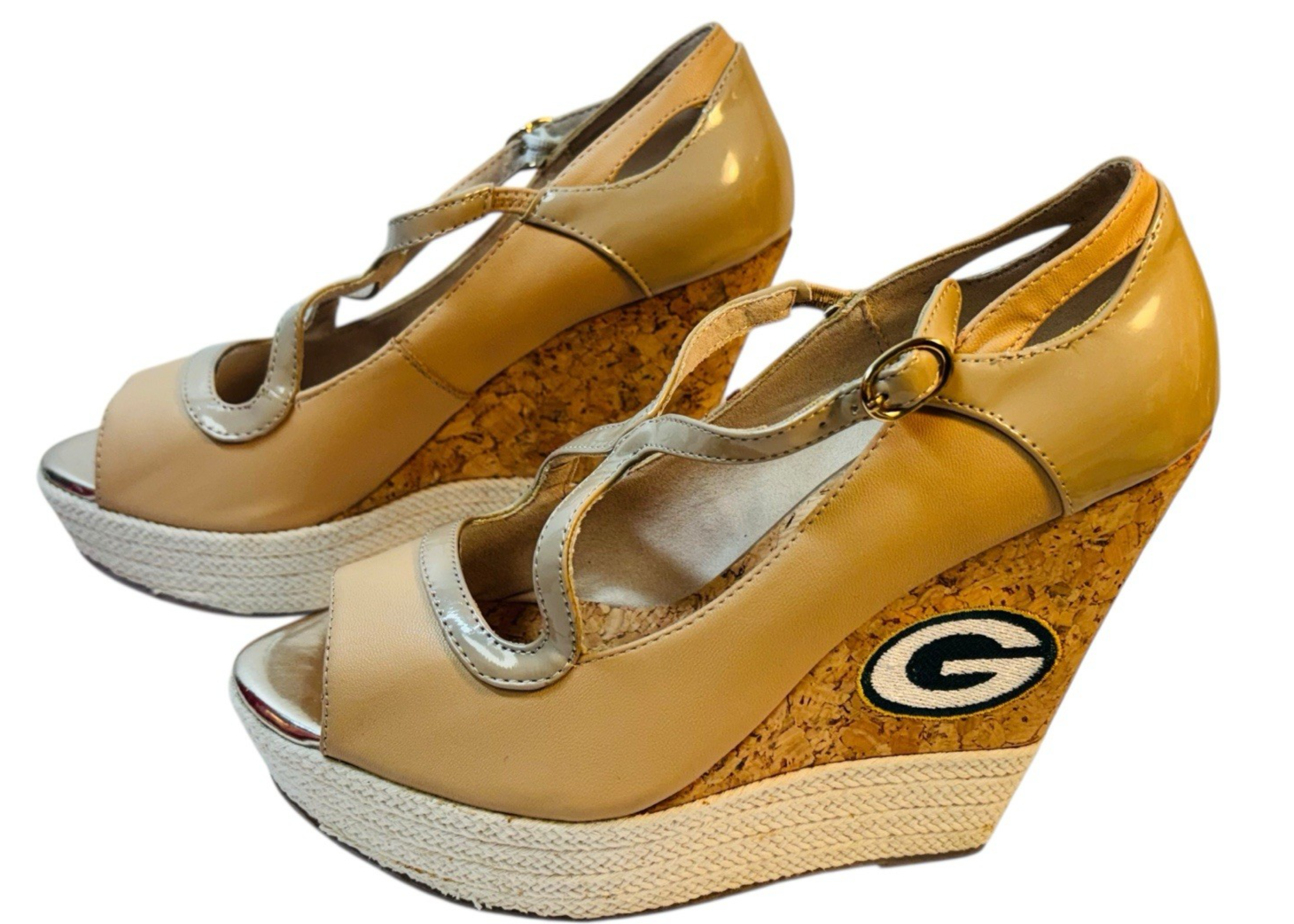 Official Green Bay Packers The Winning Wedge Heel 4.5” ~ Size 7 ~ NEW IN BOX.