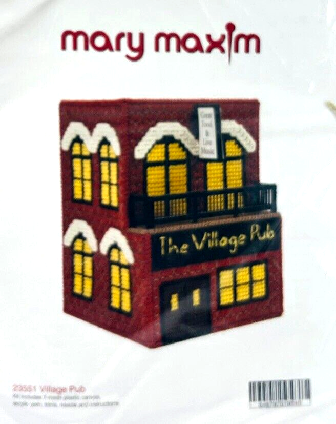 Cross Needle Stitch Plastic Canvas Kit No. 23551 Village Pub MARY MAXIM