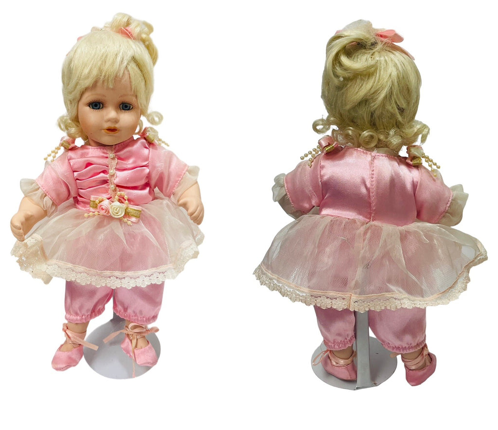 Lot of 3 VINTAGE PORCELAIN DOLLS "SWEET IN PINK" 10", 14" & 18" ~ PEROWNED.