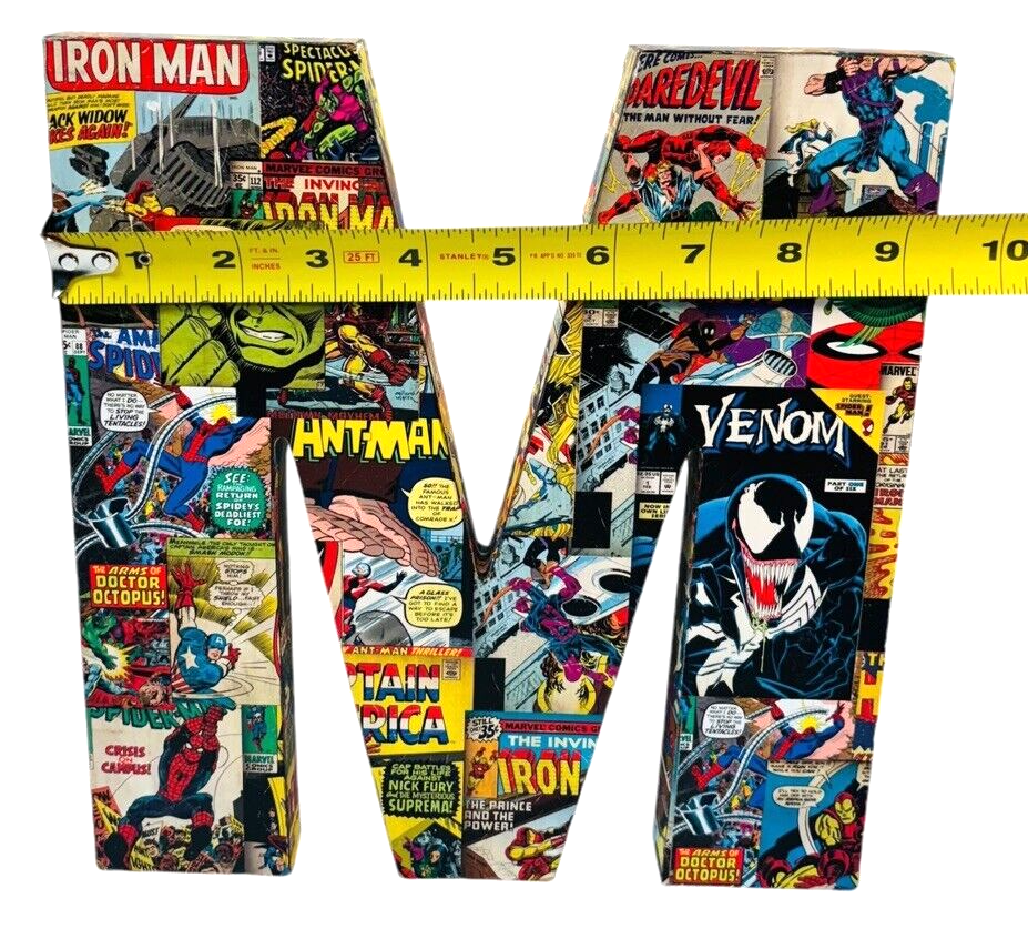 Marvel Comics WOOD LETTER 'M' ME01MHL 10 x 9.5 X 1 Wall Mount or Free Standing