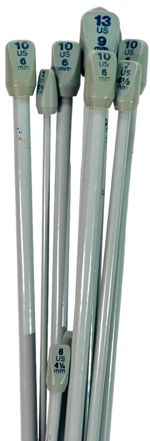 Lot of 10 Metal Knitting Needles, Susan Bate, Please See Description for Sizes.