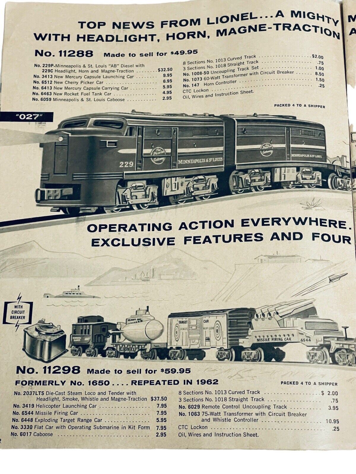 Lionel 1960s Train Catalog of Trains, Tracks, Motors, Setup Guide & Much More