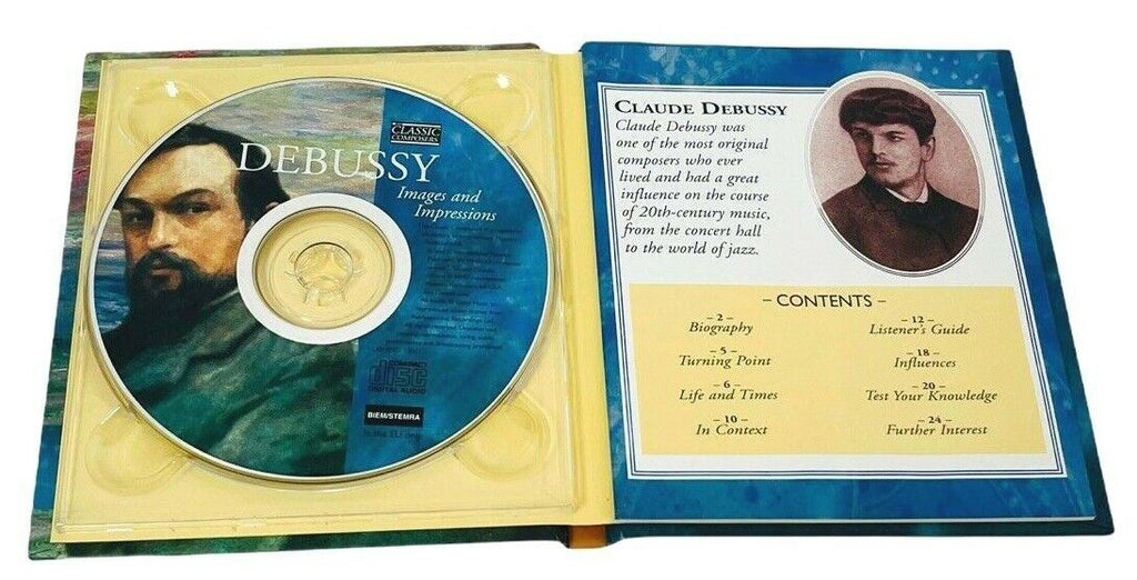 CLASSIC COMPOSERS MOZART, DEBUSSY, & GERSHWIN CDS, w/24 PAGE BOOKLET, LOT of 3.