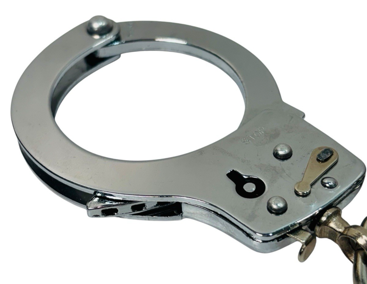 Vtg Chrome Metal Handcuffs with Keys "ADJUSTABLE" Excellent Condition.