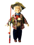 HEIRLOOM DOLLS DUCK HOUSE #0432 HERBERT THE FISHERMAN 16" W/Fish & Fishing Pole