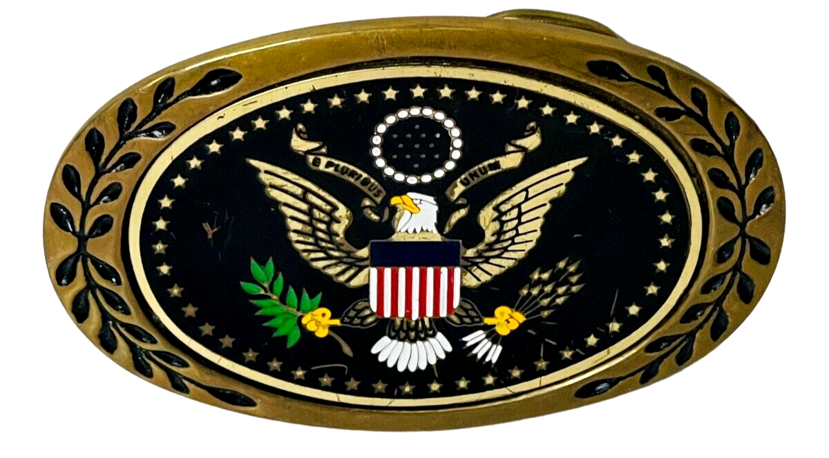 Solid Brass Belt Buckle American Eagle By: Heritage Buckle~L-2.5 X H 2" Vintage
