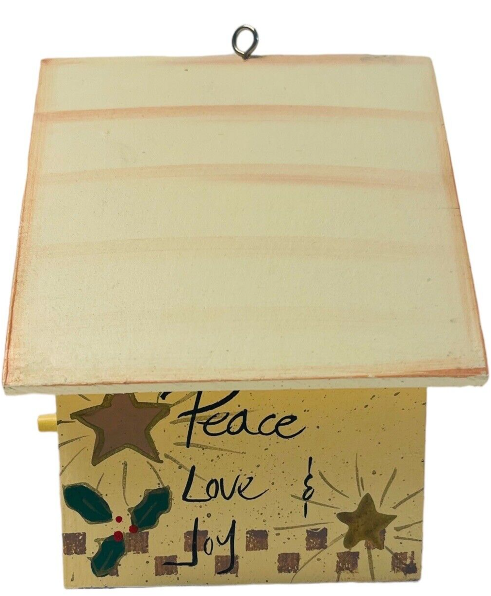 Joy Bird House Decorated Wood Hanging Christmas Angels Peace, Love, By ABC 56335