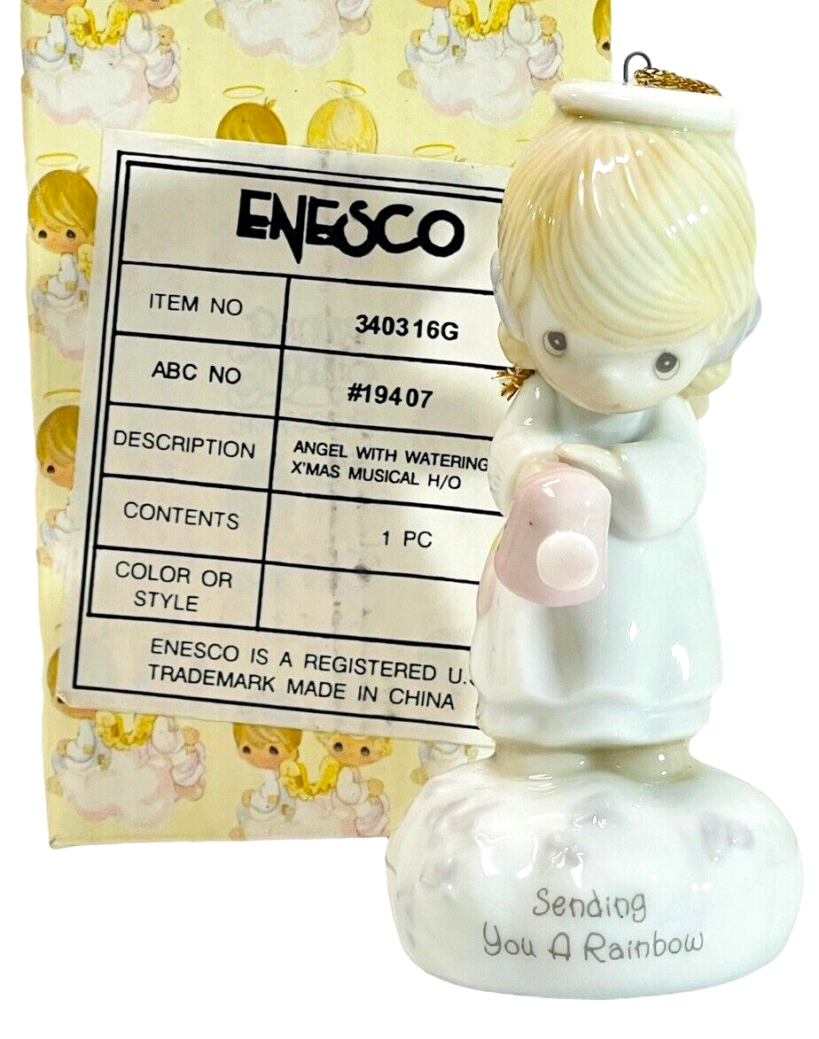 1994 Enesco Precious Moments Figurine ~ ANGEL W/WATER CAN X'MAS MUSICAL