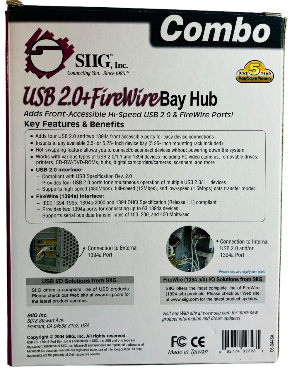 SIIG  USB20+1394 6-Port Bay (JUH62B22) 4-Ports Internal Hub "NEW"