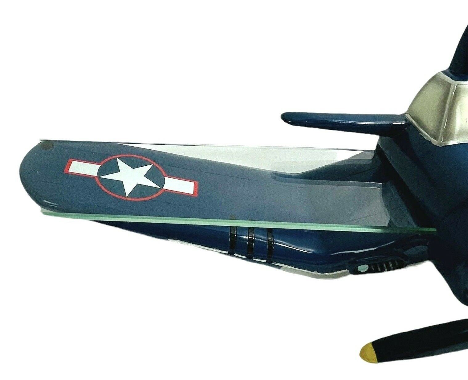 Tempered Glass Wall Shelf, Military Model Fighter Jet Design L23'' X W23" MINT